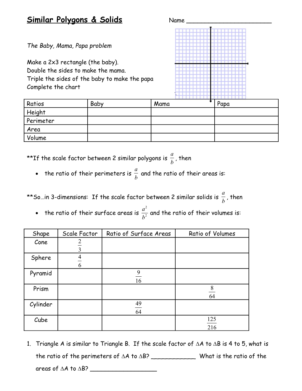 Similar Polygons & Solids Name ______