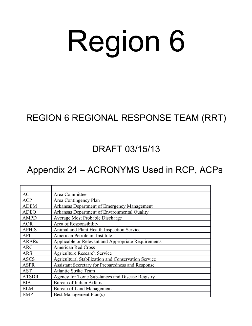 Region 6 Regional Response Team (Rrt)