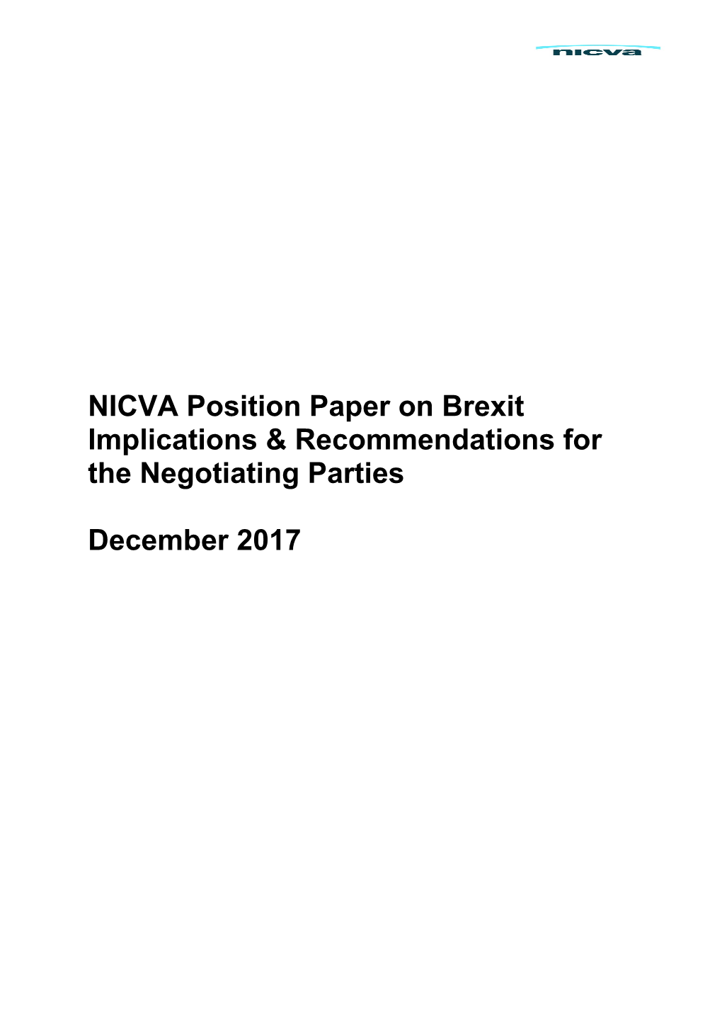 NICVA Position Paper on Brexit Implications & Recommendations for the Negotiating Parties