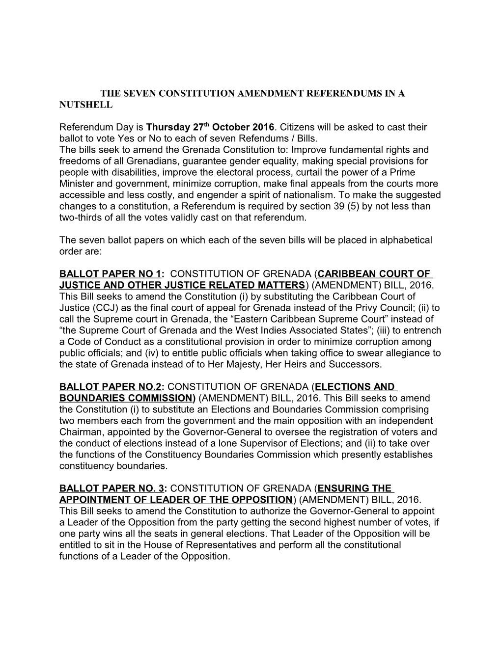 The Seven Constitution Amendment Referendums in a Nutshell