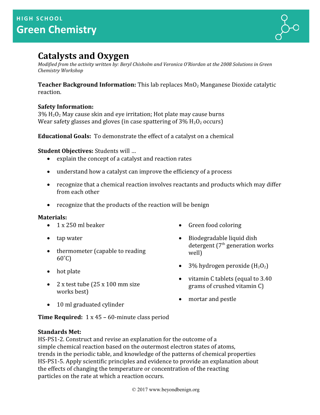 Catalysts and Oxygen