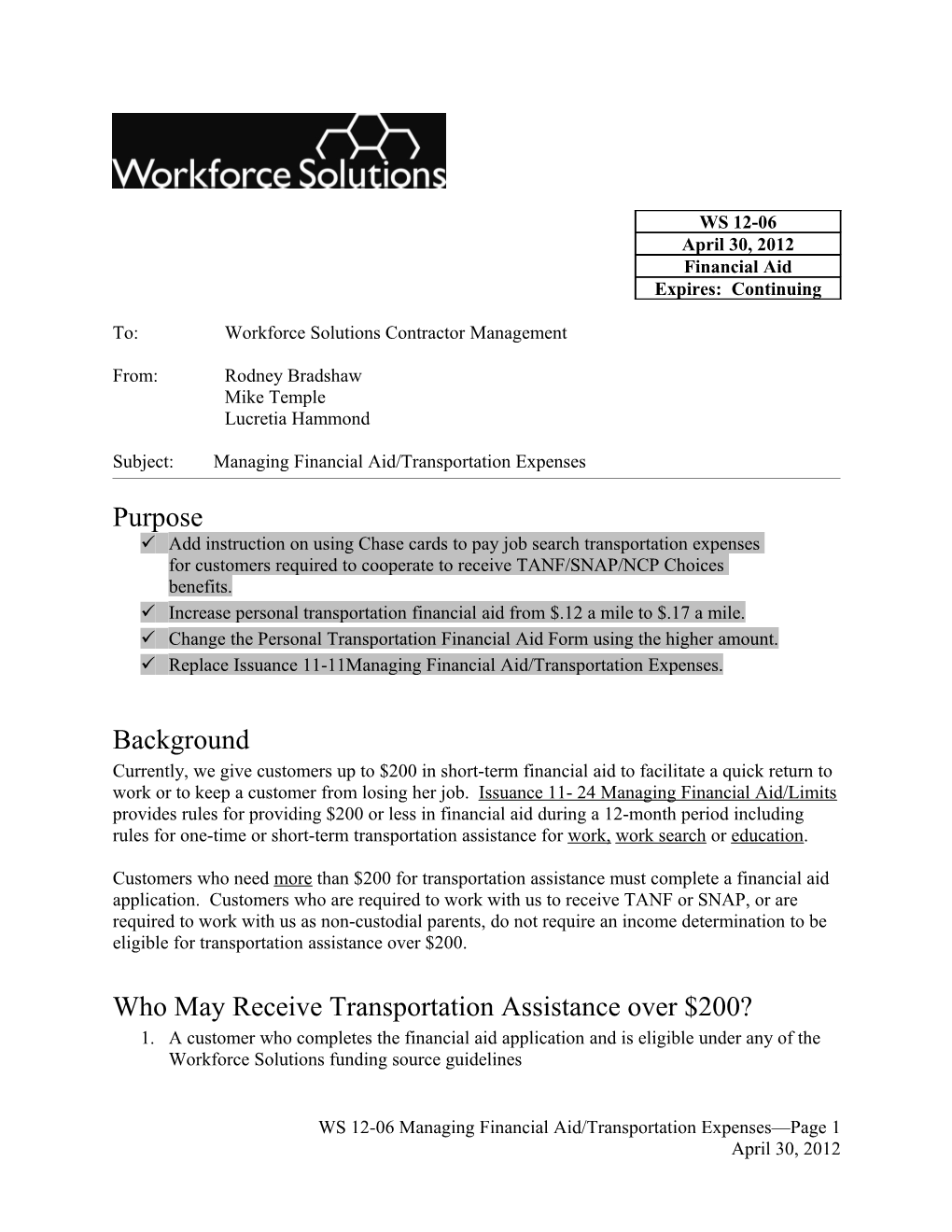 12-06 Managing Financial Aid/Transportation Expenses