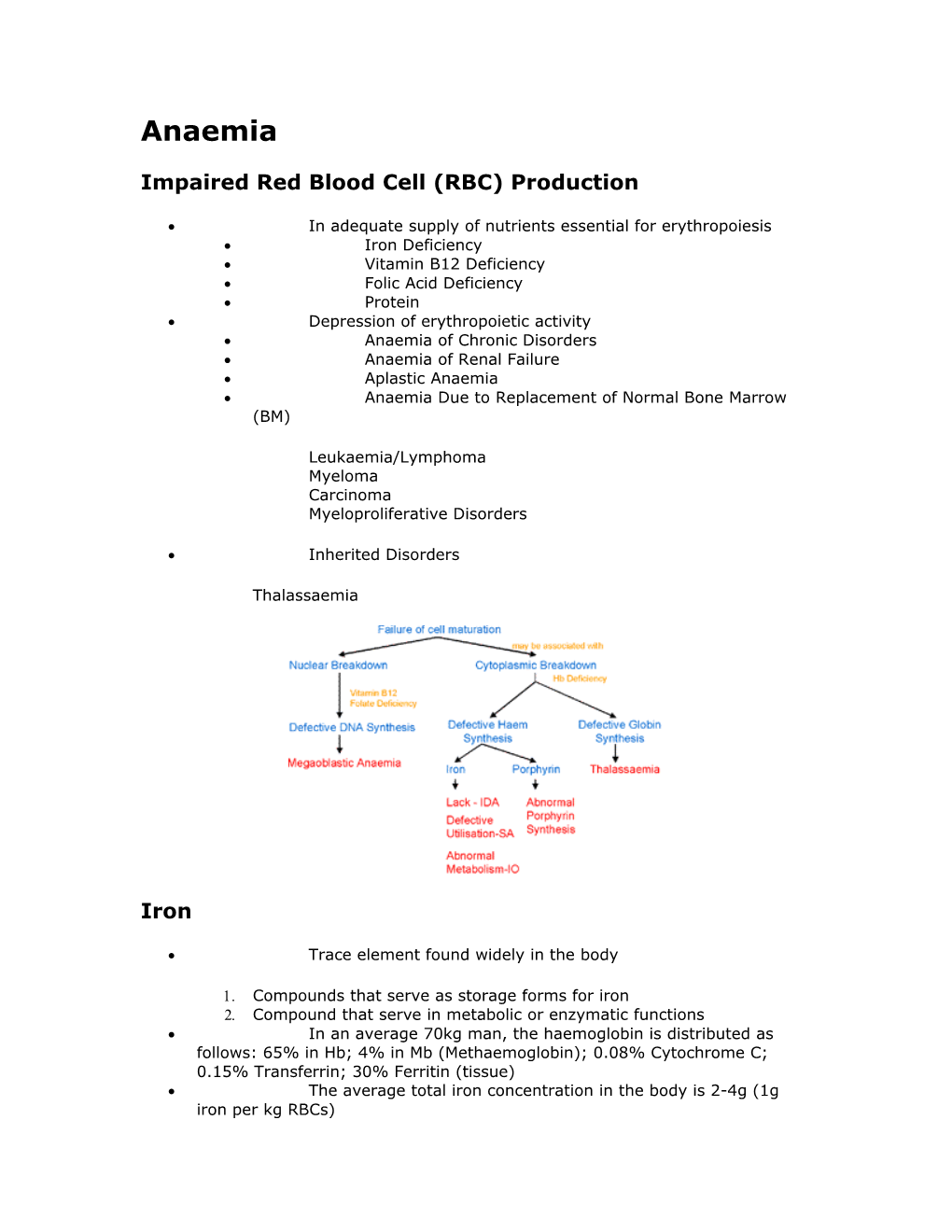 Impaired Red Blood Cell (RBC) Production