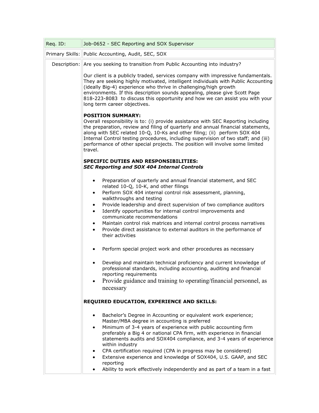 Perform SOX 404 Internal Control Risk Assessment, Planning, Walkthroughs and Testing