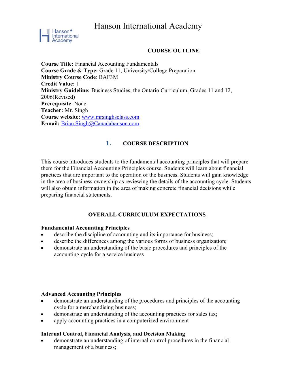 Course Title: Financial Accounting Fundamentals