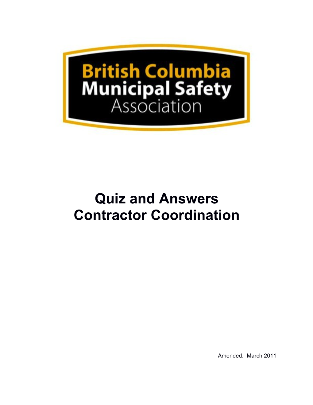 Contractor Coordination Quiz and Answers