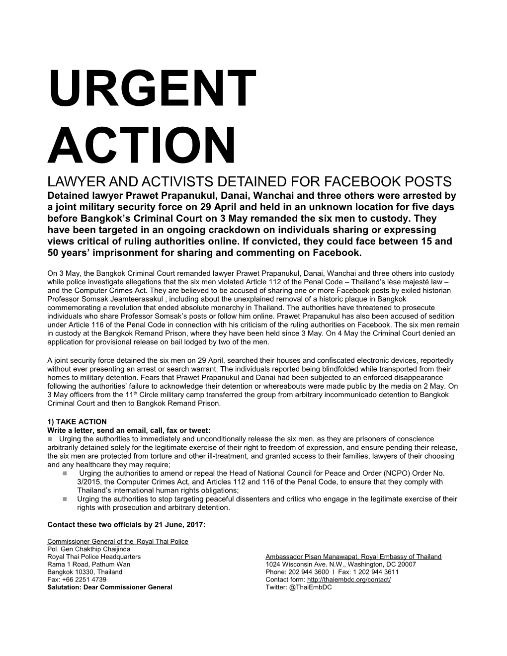 Lawyer and Activists Detained for Facebook Posts