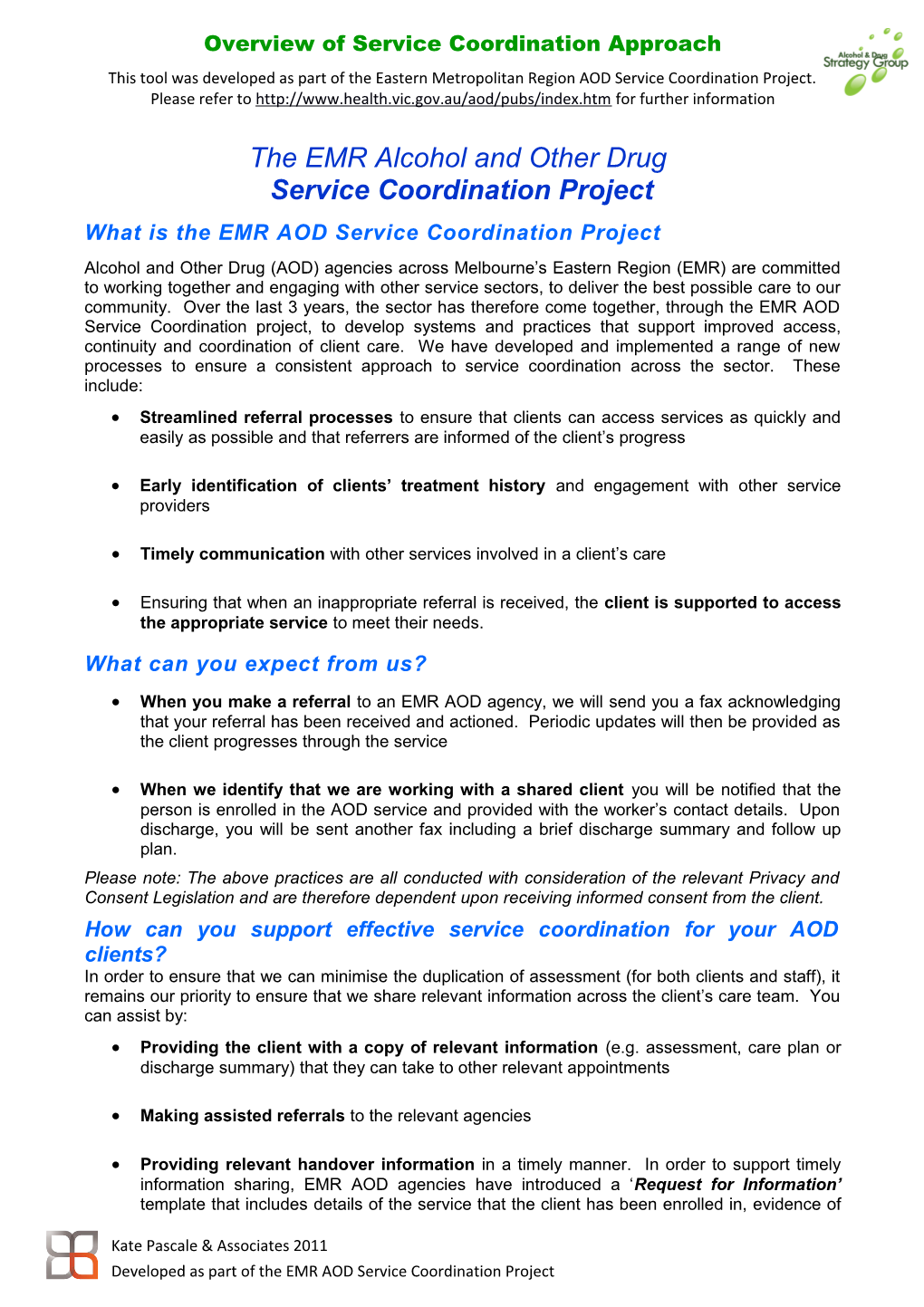 What Is the EMR AOD Service Coordination Project