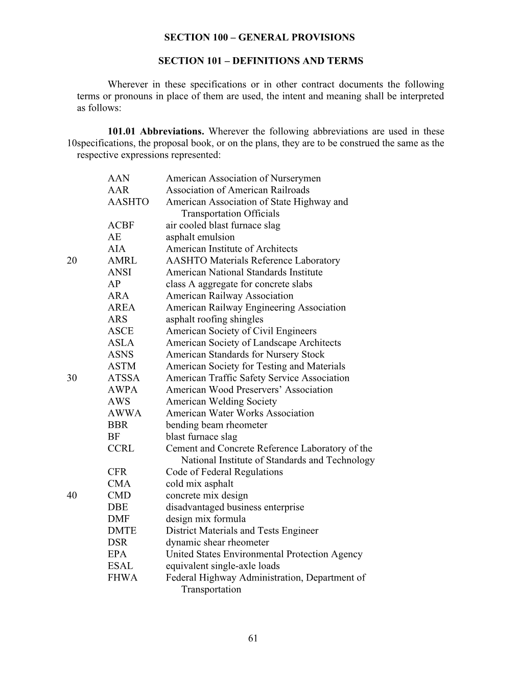 Section 100 General Provisions