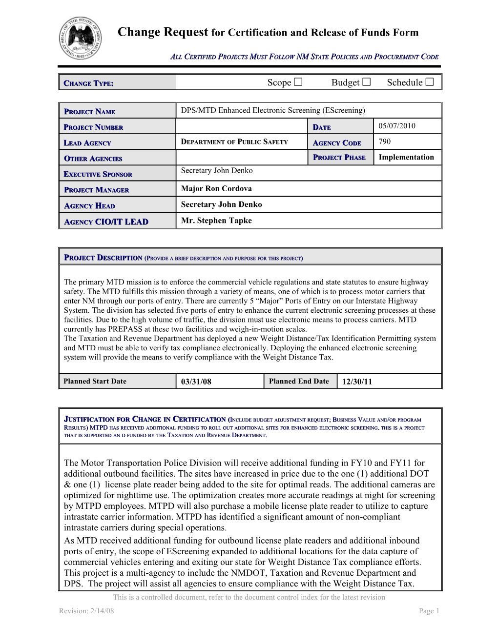 All Certified Projects Must Follow NM State Policies and Procurement Code