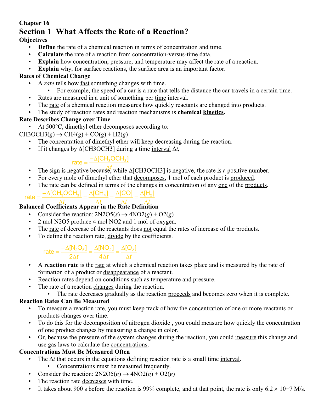 Section 1 What Affects the Rate of a Reaction?