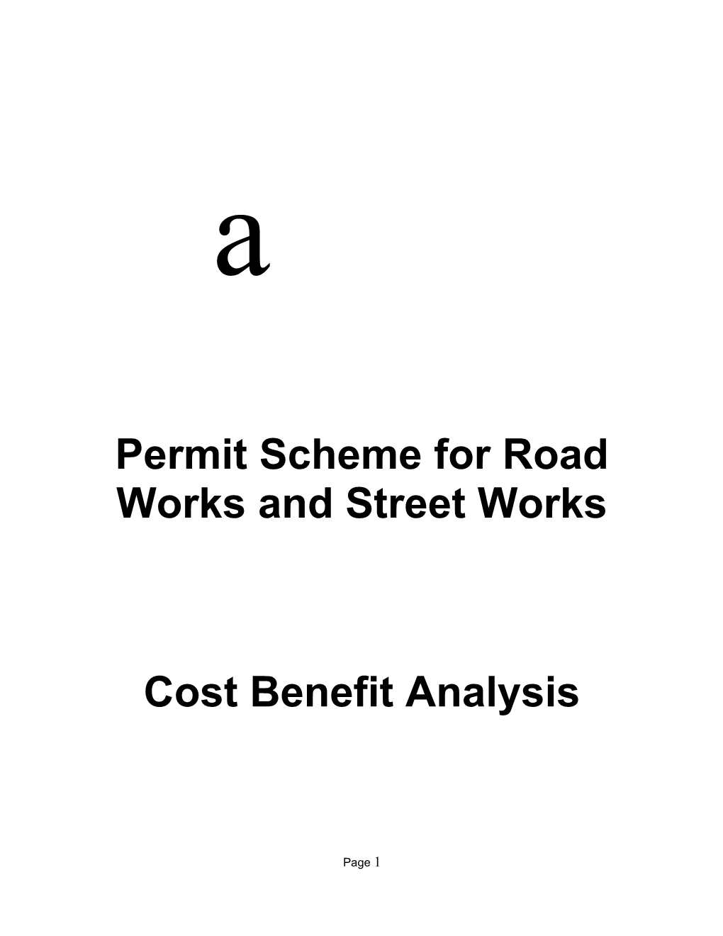 Permit Scheme for Road Works and Street Works