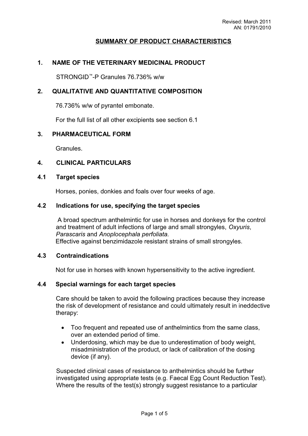 Strongidp Granules Summary Aus