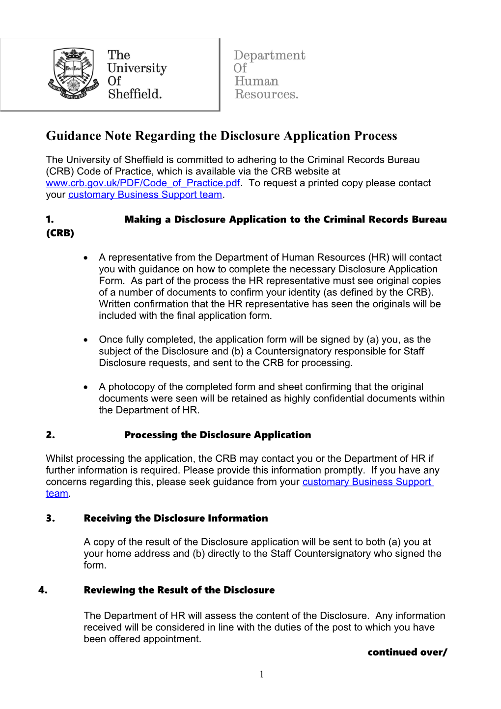 Disclosure Application Process