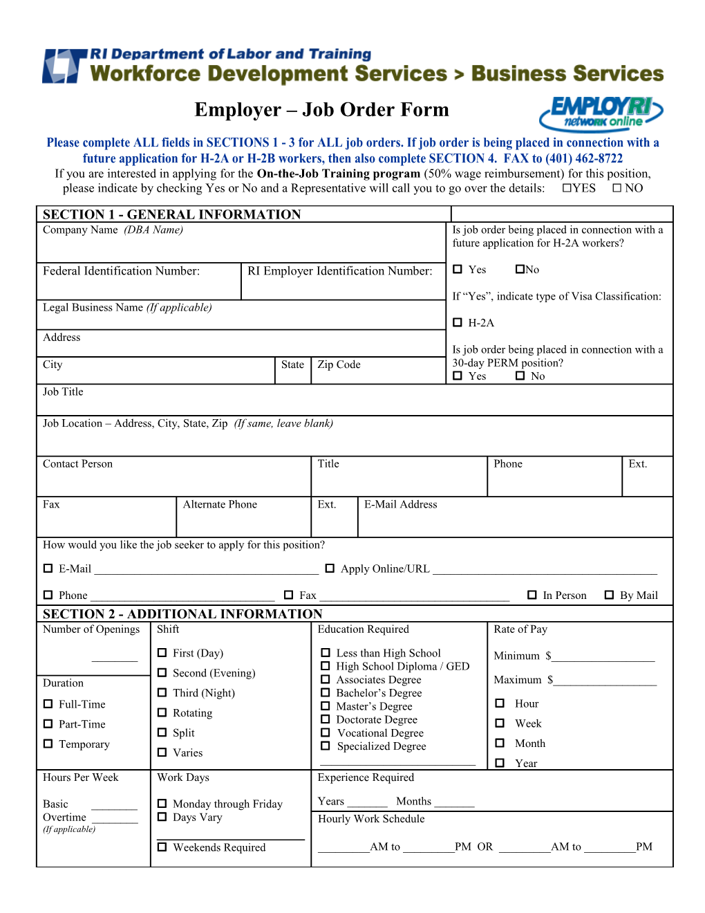 Aosos - Employer Form