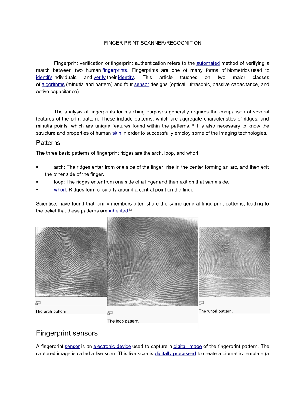 Finger Print Scanner/Recognition