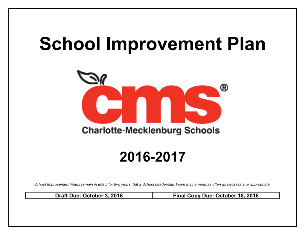 2016-2017 Garinger Highschool Improvement Plan Report