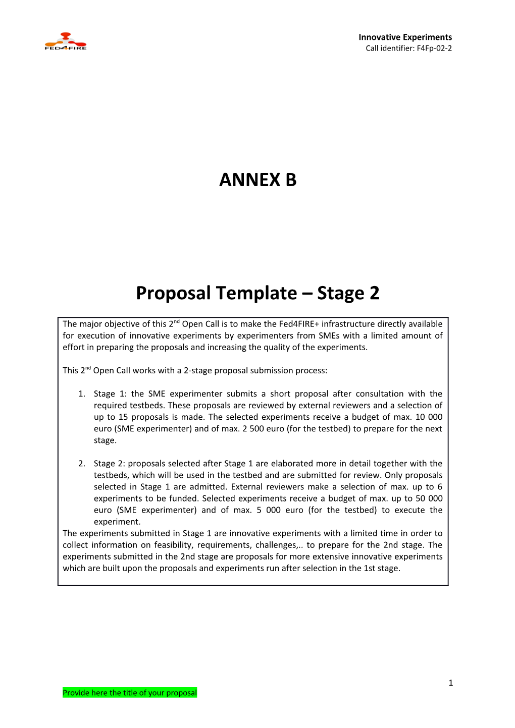 Proposal Template Stage 2