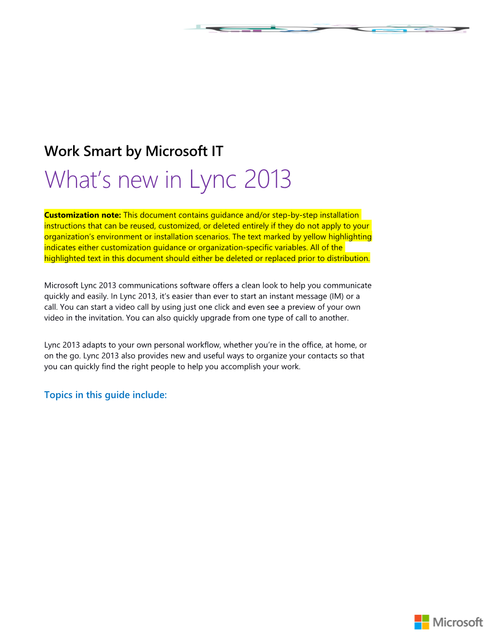 Work Smart: What S New in Lync 2013?