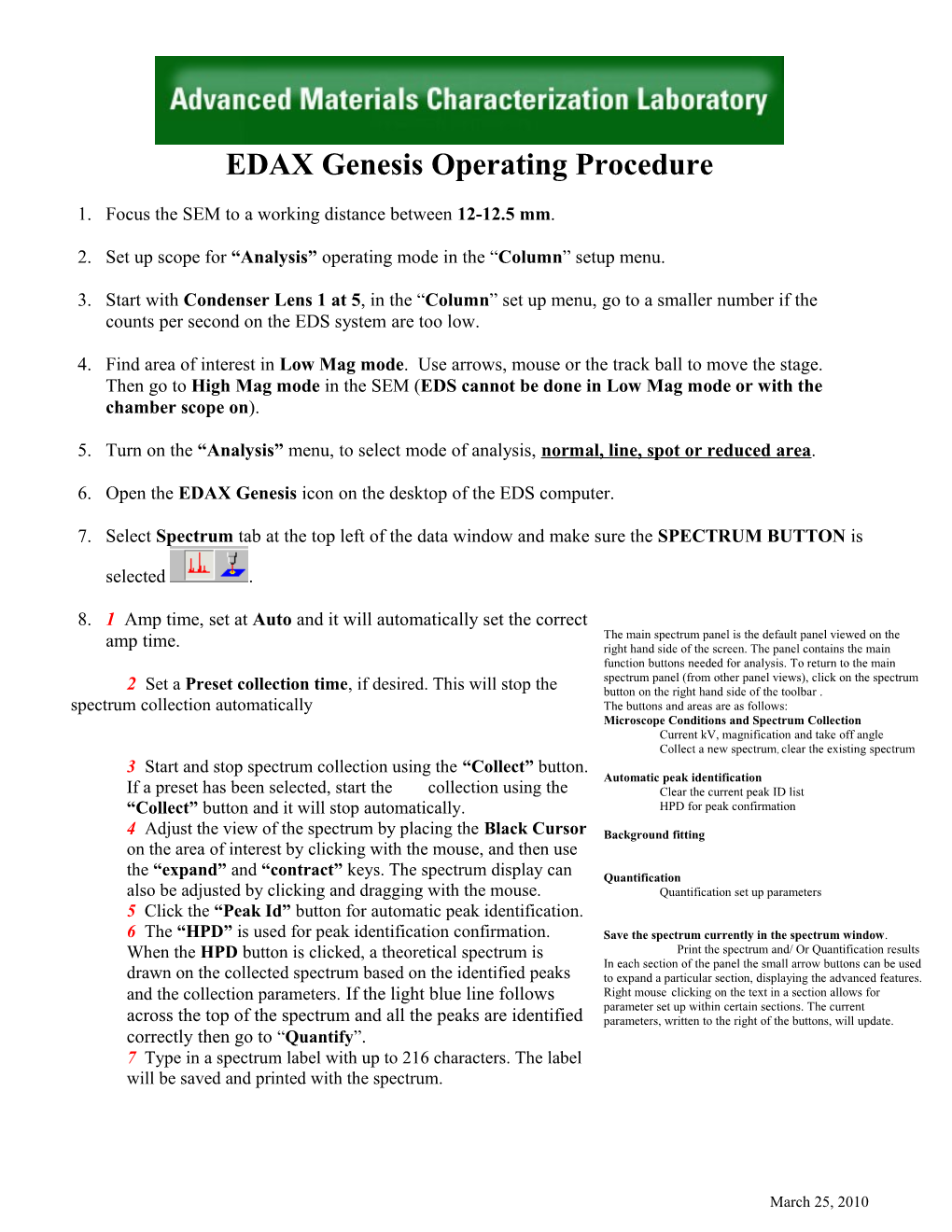 EDAX Genesis Operating Procedure