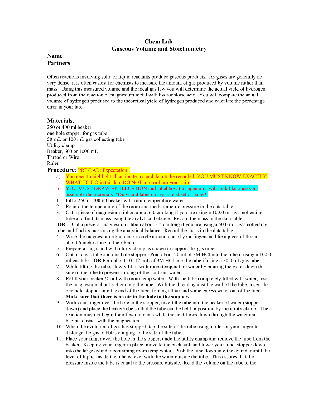 Gaseous Volume and Stoichiometry