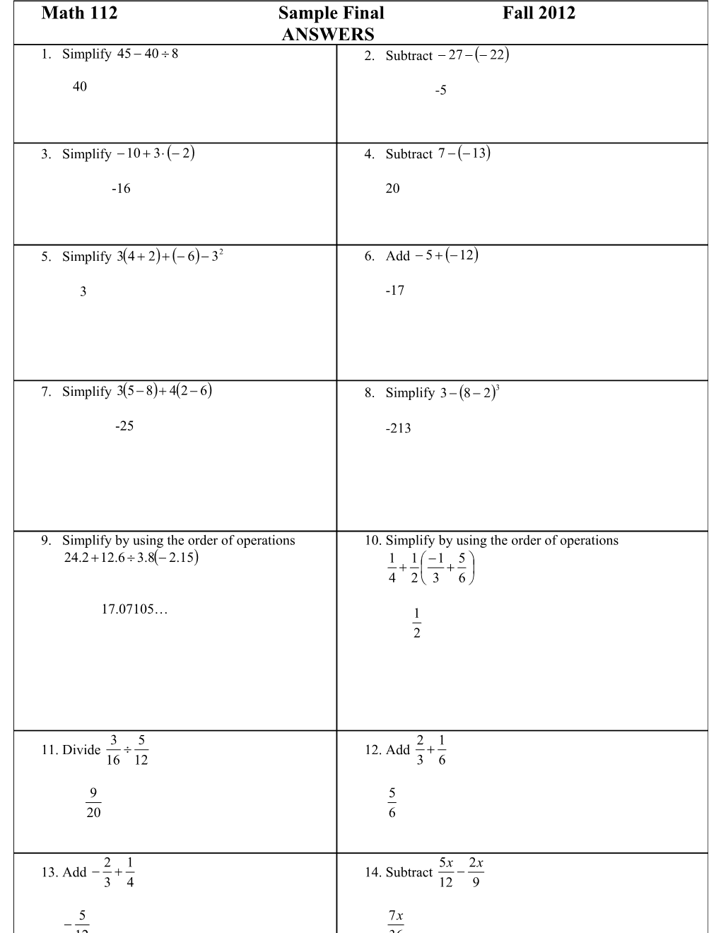 Math 112 Spring 2010 Final