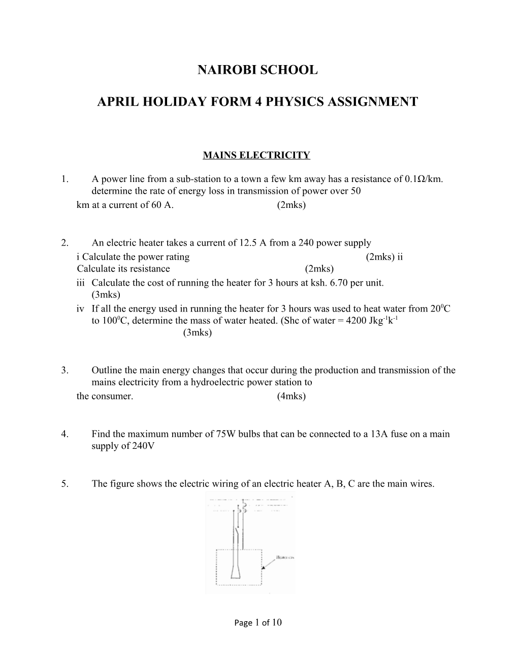 April Holiday Form 4 Physics Assignment