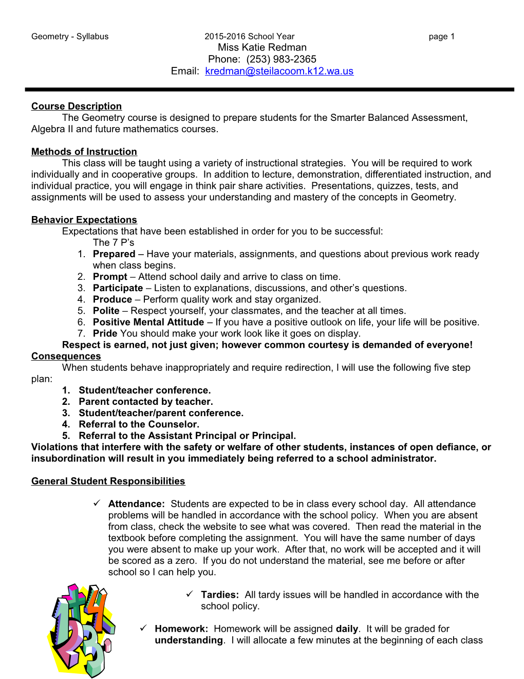 Geometry - Syllabus 2015-2016 School Year Page 1