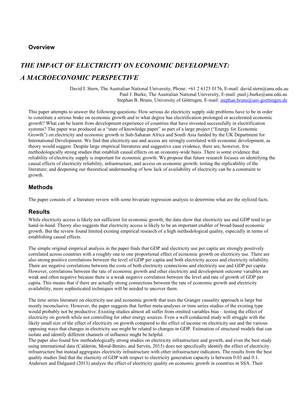 The Impact of Electricity on Economic Development