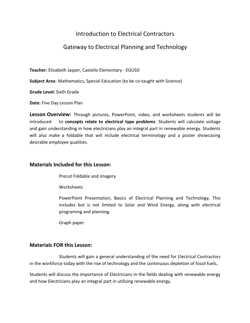 Gateway to Electrical Planning and Technology