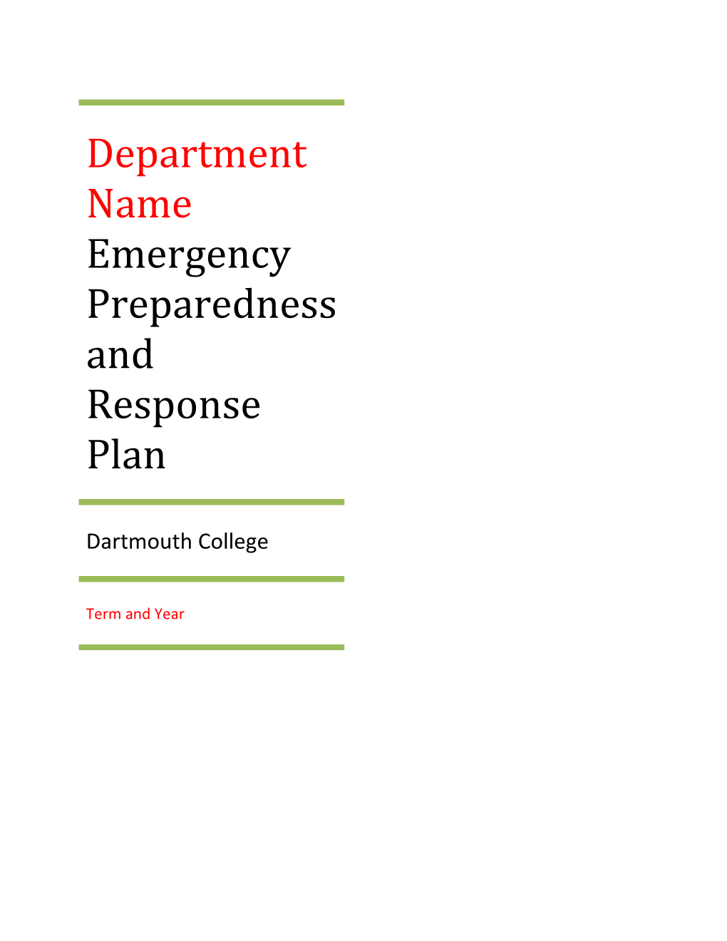 Emergency Preparedness and Response Plan