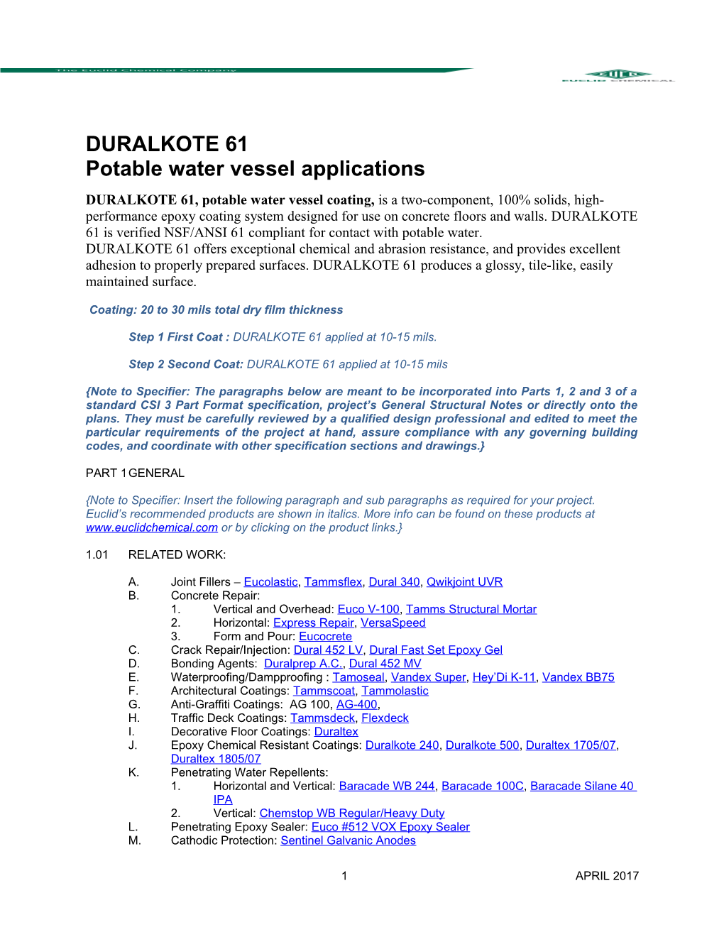 Potable Water Vessel Applications