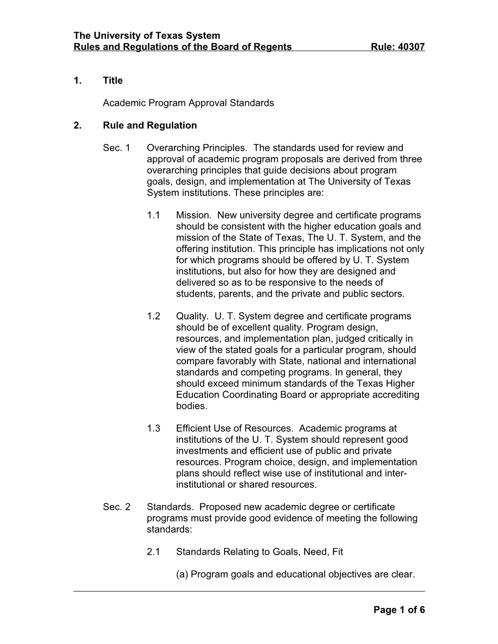 Academic Program Approval Standards