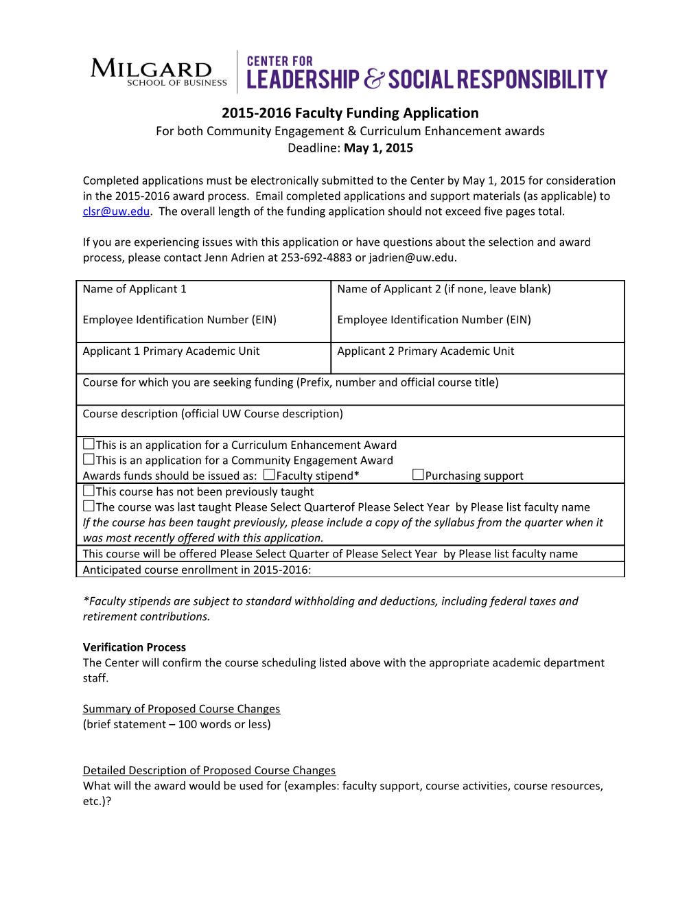 2015-2016Faculty Funding Application