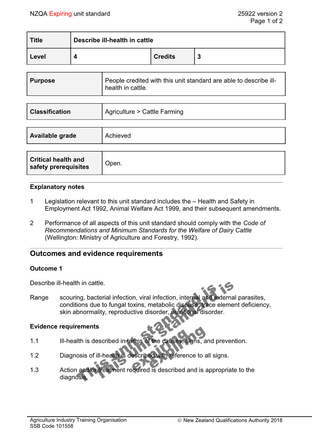 25922 Describe Ill-Health in Cattle