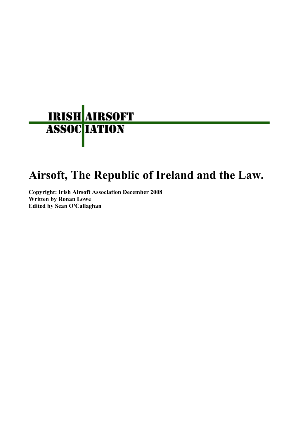 Airsoft, the Republic of Ireland and the Law