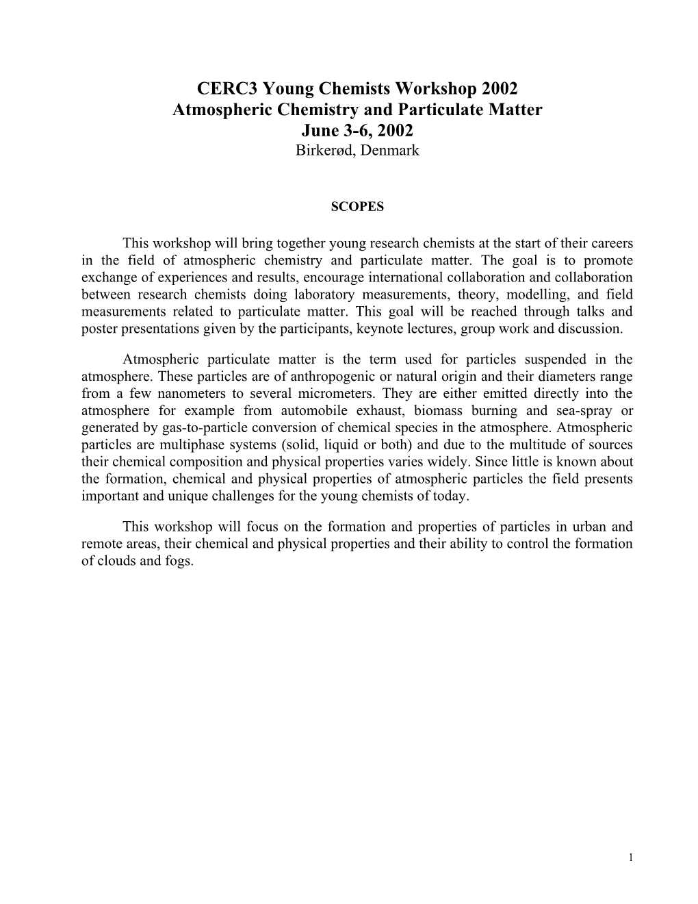 Atmospheric Chemistry and Particulate Matter