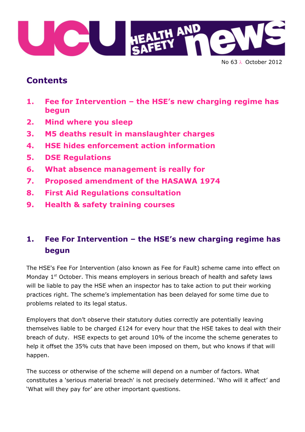 1.Fee for Intervention the HSE S New Charging Regime Has Begun