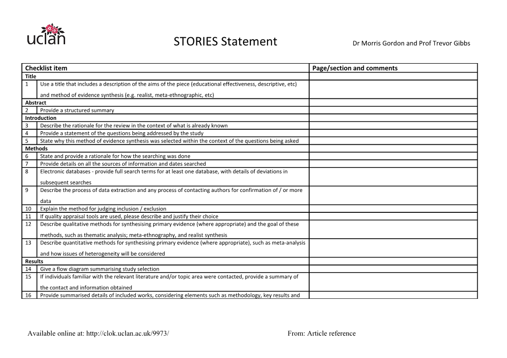 Stories Statement Full Draft 1