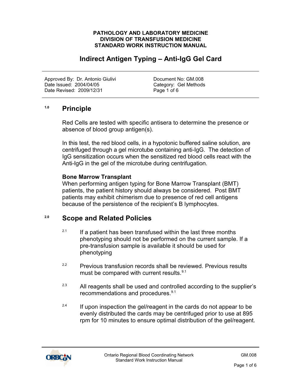GM.010 Indirect Antigen Typing - Anti-Igg Gel Card