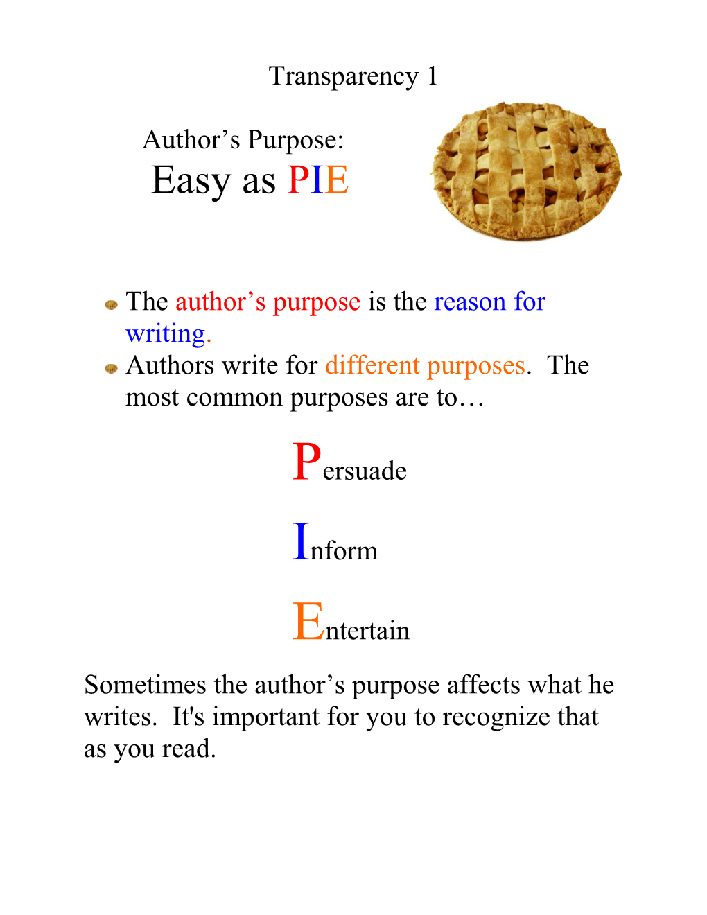 Author's Purpose Questions Are Questions That Ask You to Figure out Why the Author Wrote
