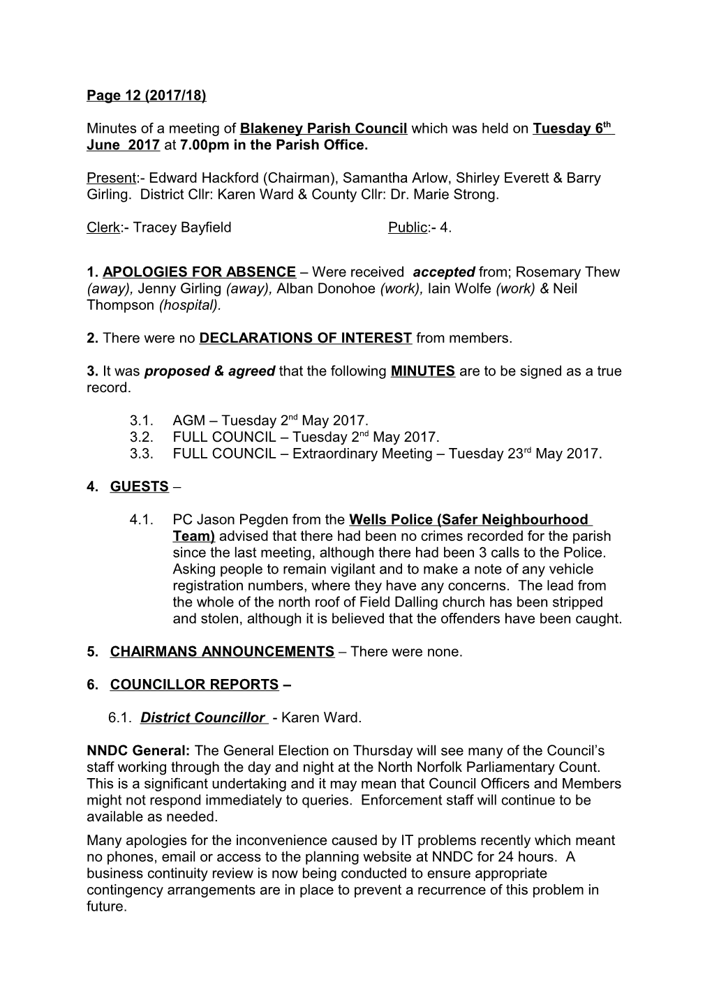 Blakeney Parish Council Notice