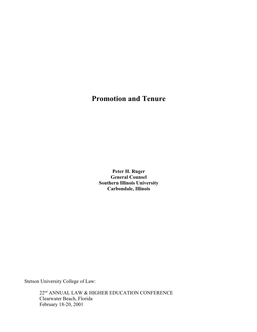 Promotion and Tenure