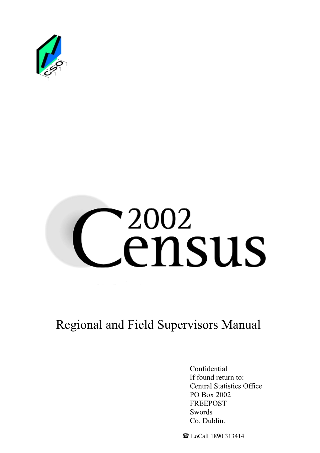 Regional and Feild Supervisors Manual - Census 2001