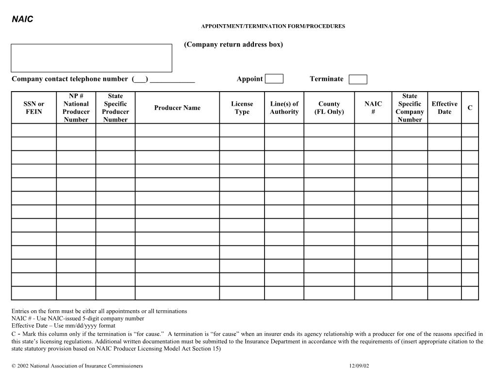 Uniform Resident and Non-Resident Licensing Standards