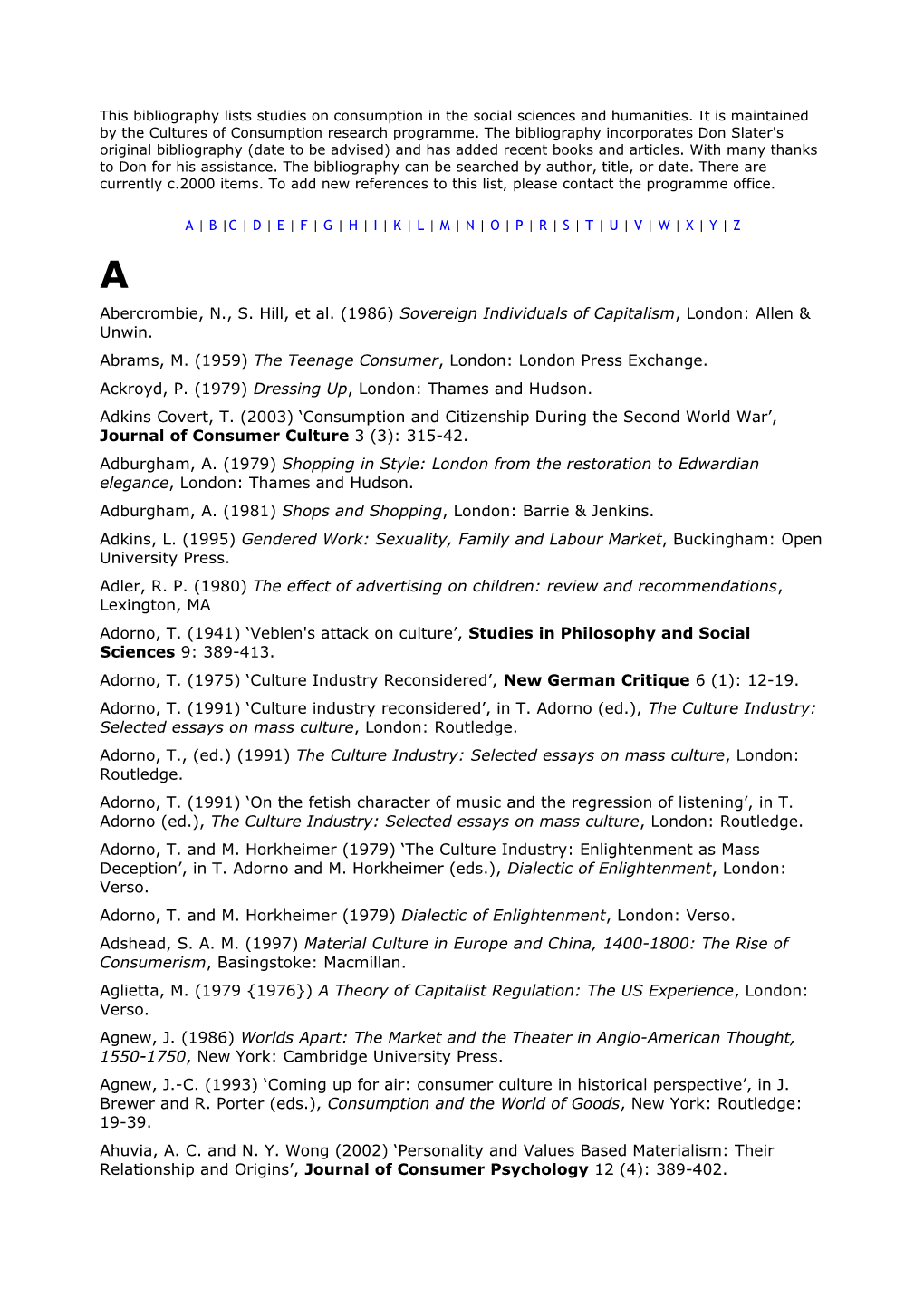 Abercrombie, N., S. Hill, Et Al. (1986) Sovereign Individuals of Capitalism, London: Allen