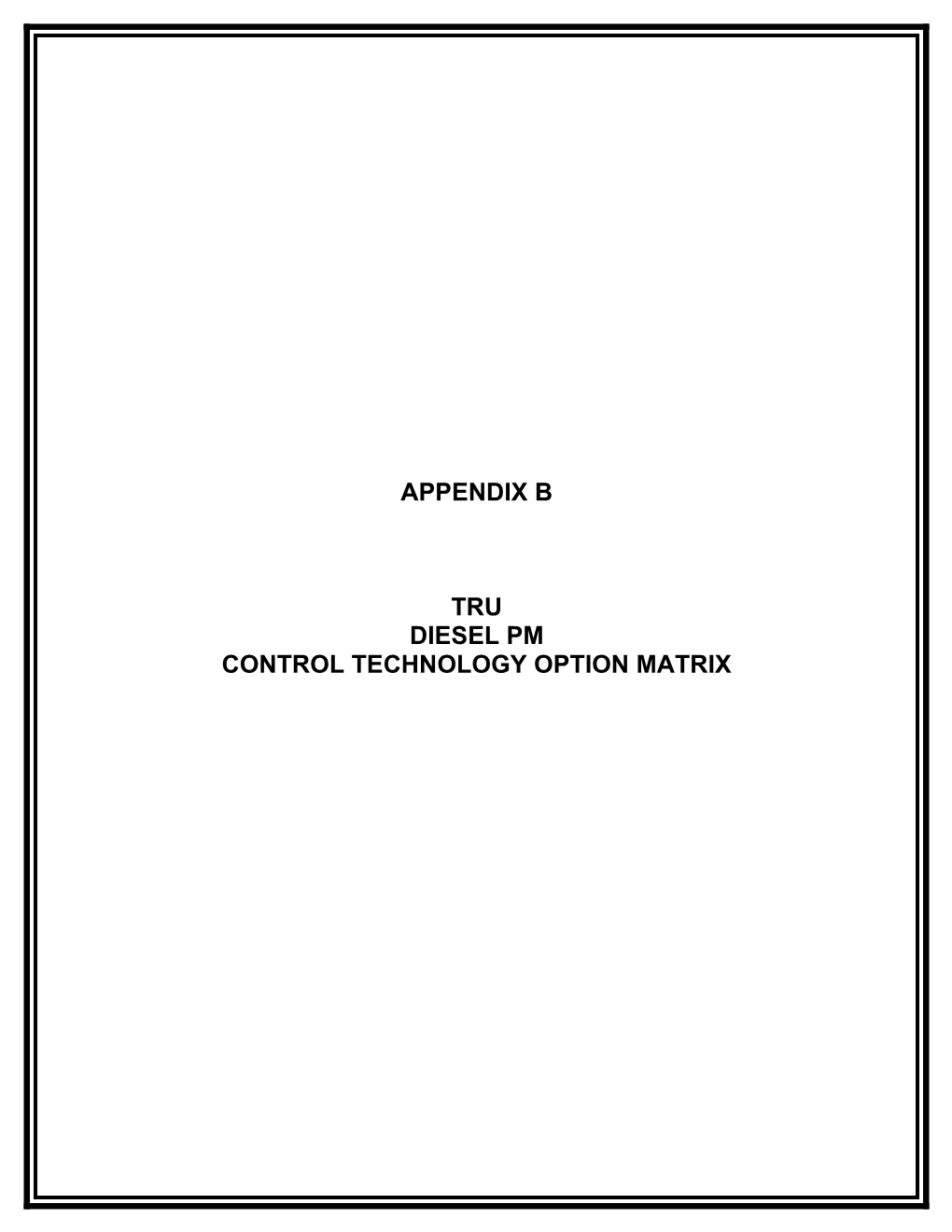 Control Technology Option Matrix