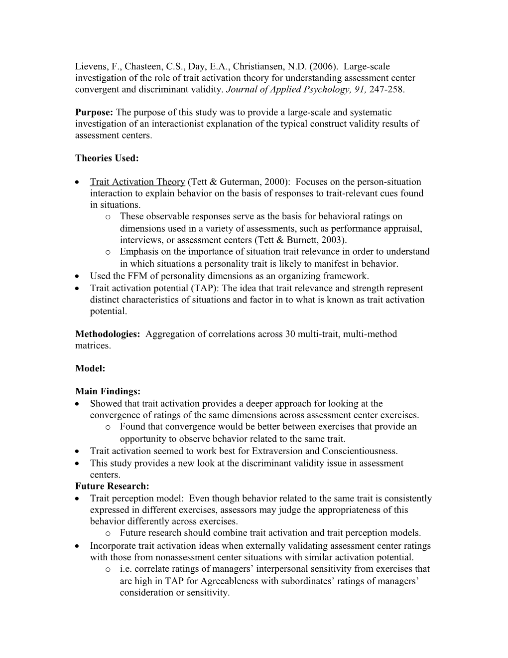 Lievens, F., Chasteen, C.S., Day, E.A., Christiansen, N.D. (2006). Large-Scale Investigation