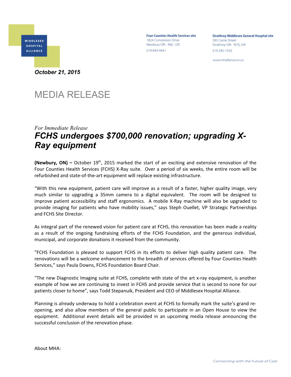 FCHS Undergoes $700,000 Renovation; Upgrading X-Ray Equipment