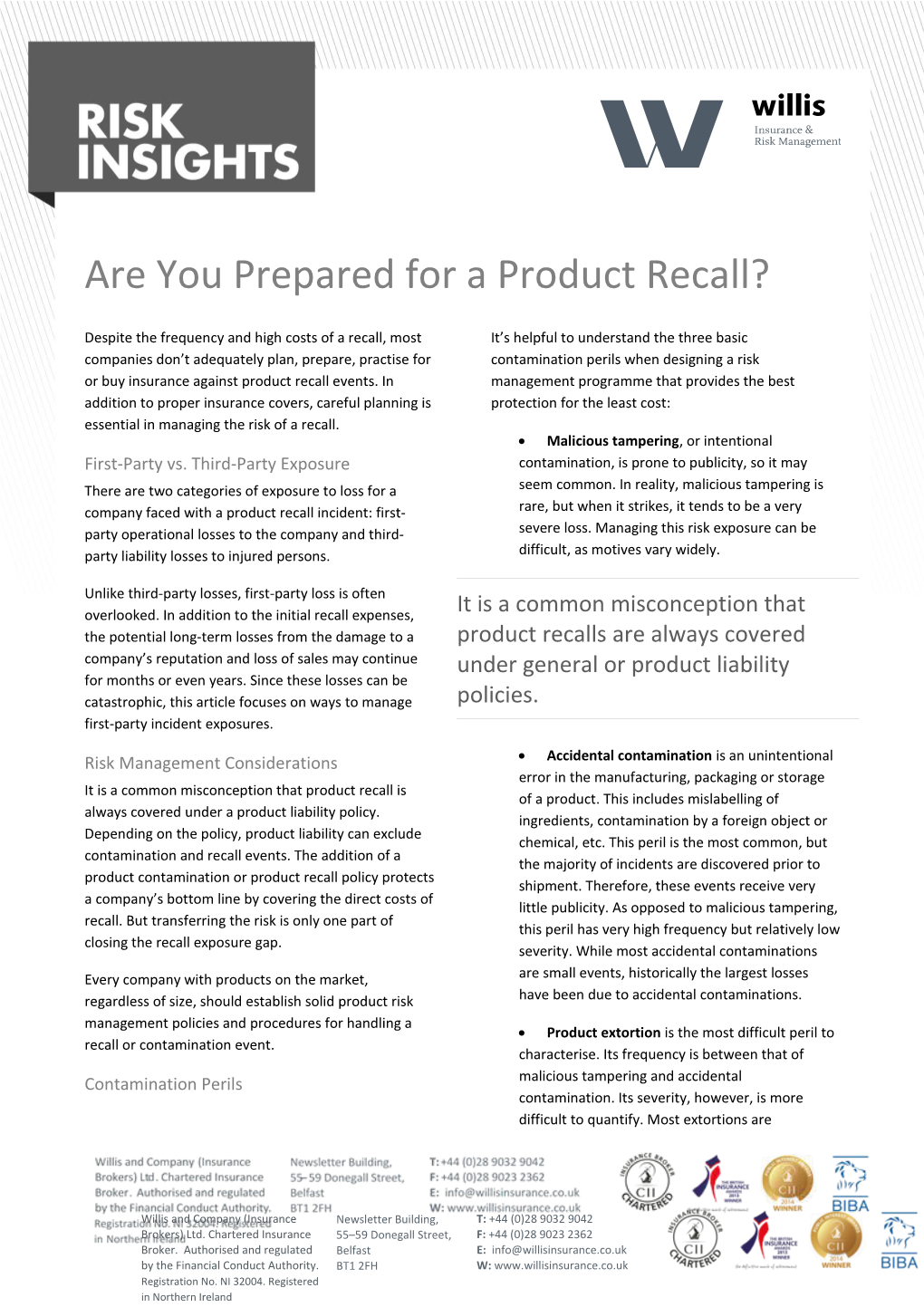 Are You Prepared for a Product Recall?